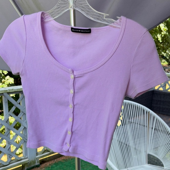 Brandy Melville Lavender Button-Down Top - Picture 1 of 5